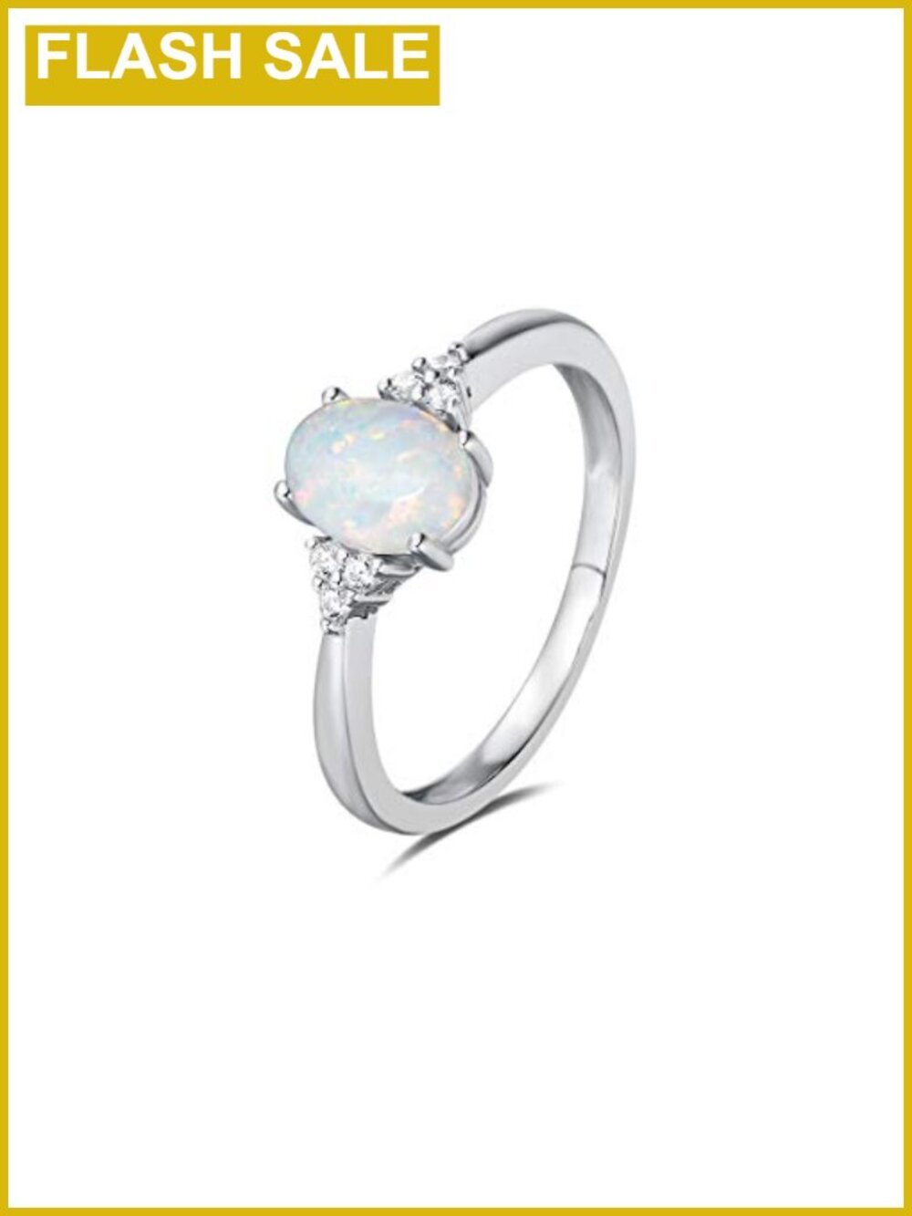 Sterling Silver Created Opal Halo Engagement Ring 4-Prong Setting